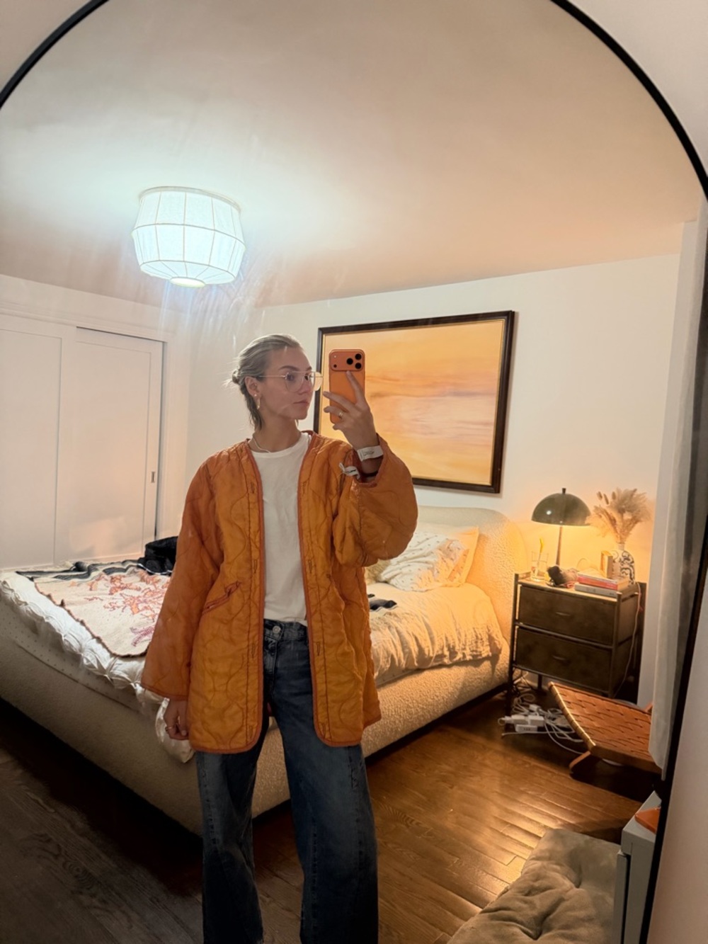 Vintage Orange Quilted Puffer Jacket